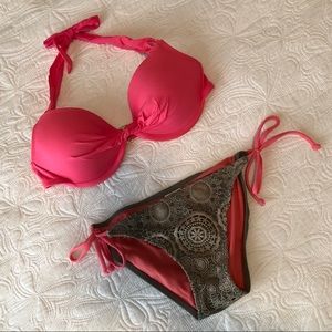 Coral bikini bathing suit